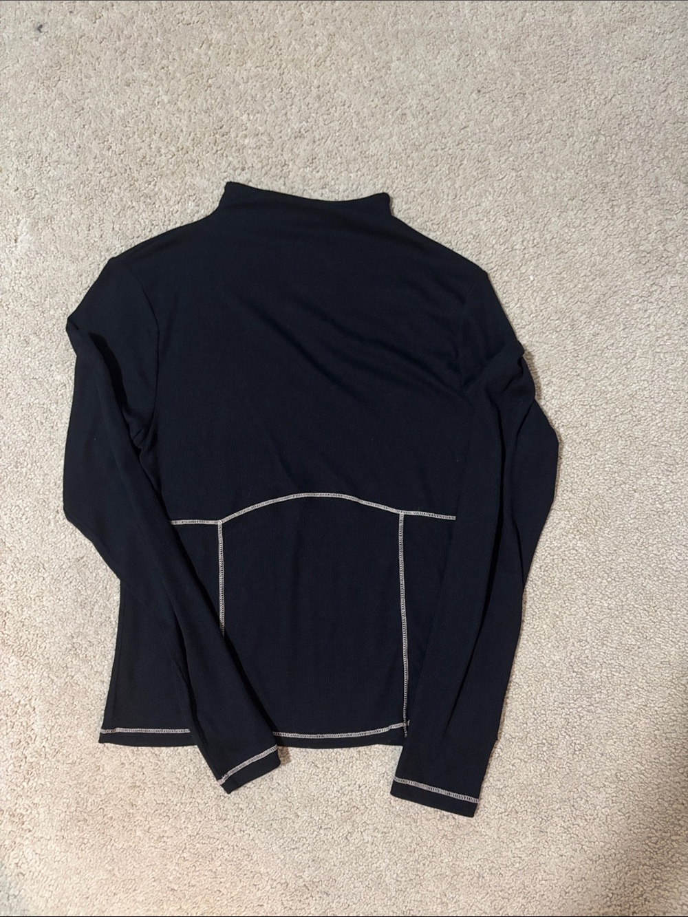 Old Navy Black Long-Sleeve Mock Neck Top with Contrast Stitching